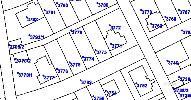 Parcela st. 3773 v KÚ Záběhlice, Katastrální mapa