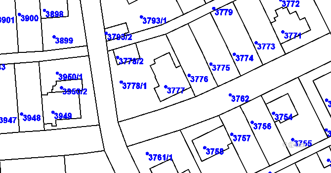 Parcela st. 3777 v KÚ Záběhlice, Katastrální mapa