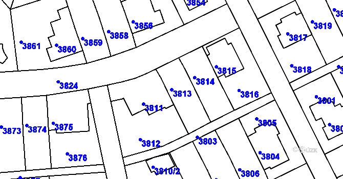 Parcela st. 3813 v KÚ Záběhlice, Katastrální mapa