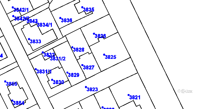 Parcela st. 3825 v KÚ Záběhlice, Katastrální mapa