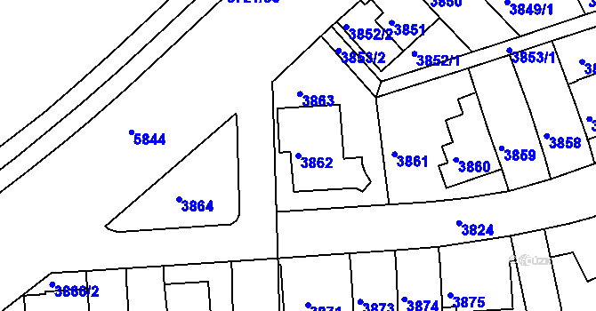 Parcela st. 3862 v KÚ Záběhlice, Katastrální mapa