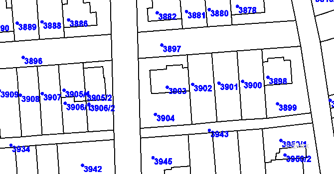 Parcela st. 3903 v KÚ Záběhlice, Katastrální mapa