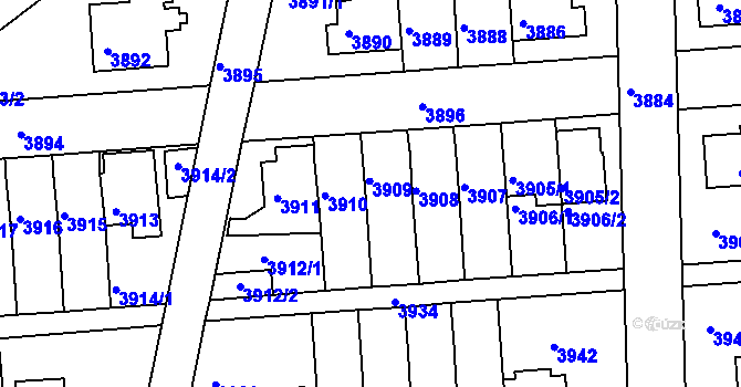 Parcela st. 3909 v KÚ Záběhlice, Katastrální mapa