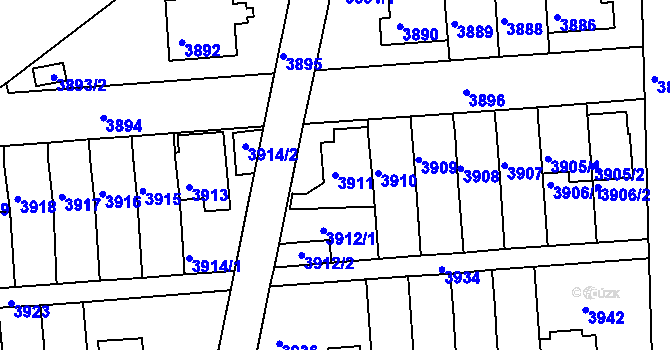 Parcela st. 3911 v KÚ Záběhlice, Katastrální mapa