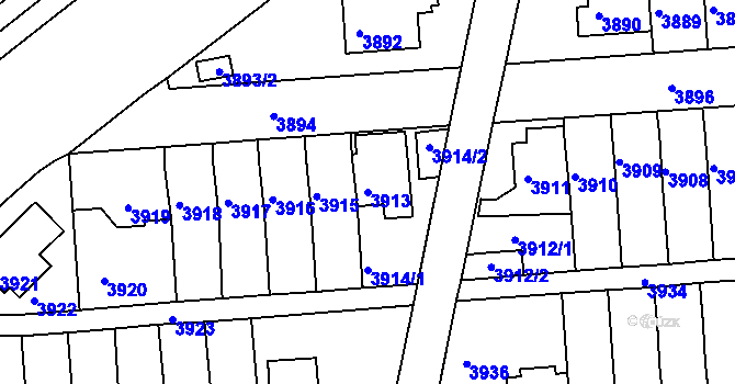 Parcela st. 3913 v KÚ Záběhlice, Katastrální mapa