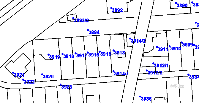 Parcela st. 3915 v KÚ Záběhlice, Katastrální mapa