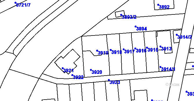 Parcela st. 3919 v KÚ Záběhlice, Katastrální mapa