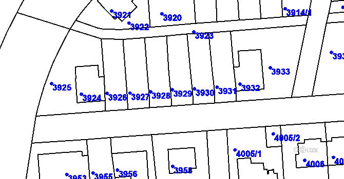 Parcela st. 3929 v KÚ Záběhlice, Katastrální mapa
