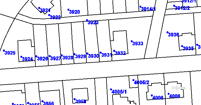 Parcela st. 3931 v KÚ Záběhlice, Katastrální mapa