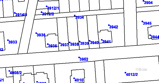 Parcela st. 3939 v KÚ Záběhlice, Katastrální mapa
