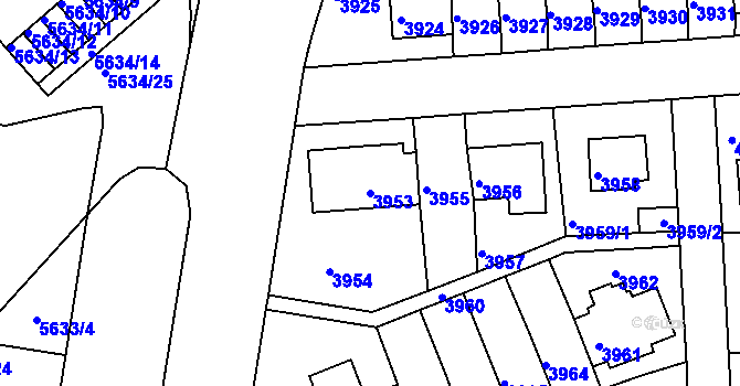 Parcela st. 3953 v KÚ Záběhlice, Katastrální mapa