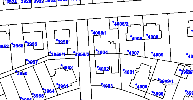 Parcela st. 4004 v KÚ Záběhlice, Katastrální mapa