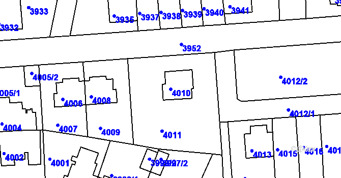 Parcela st. 4010 v KÚ Záběhlice, Katastrální mapa