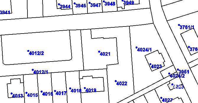 Parcela st. 4021 v KÚ Záběhlice, Katastrální mapa