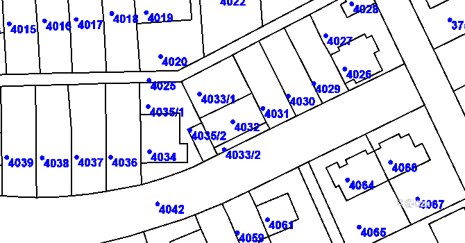 Parcela st. 4032 v KÚ Záběhlice, Katastrální mapa