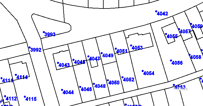 Parcela st. 4049 v KÚ Záběhlice, Katastrální mapa