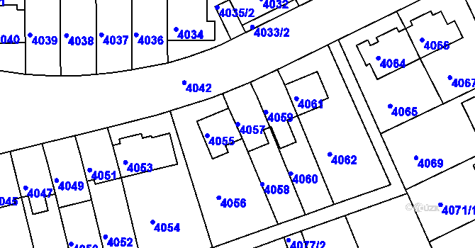 Parcela st. 4057 v KÚ Záběhlice, Katastrální mapa