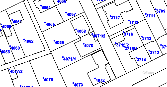 Parcela st. 4070 v KÚ Záběhlice, Katastrální mapa
