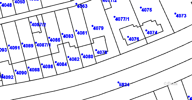 Parcela st. 4078 v KÚ Záběhlice, Katastrální mapa