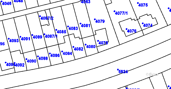 Parcela st. 4080 v KÚ Záběhlice, Katastrální mapa
