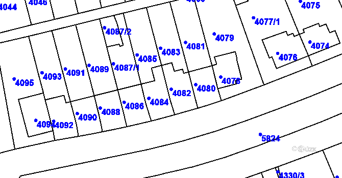 Parcela st. 4082 v KÚ Záběhlice, Katastrální mapa