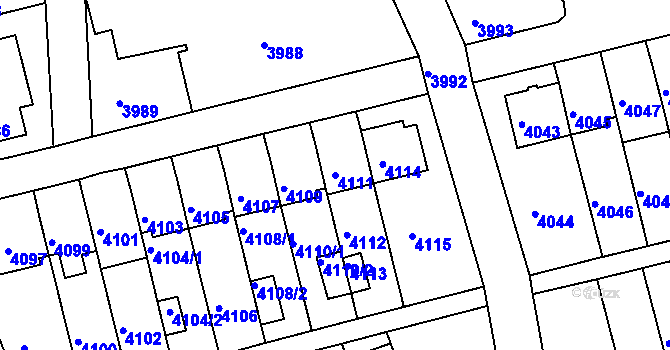 Parcela st. 4111 v KÚ Záběhlice, Katastrální mapa
