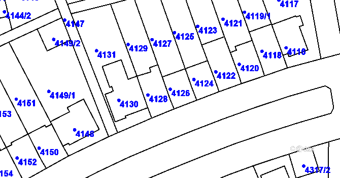 Parcela st. 4126 v KÚ Záběhlice, Katastrální mapa