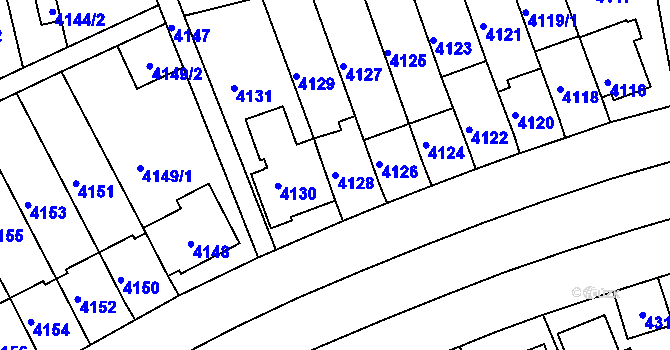 Parcela st. 4128 v KÚ Záběhlice, Katastrální mapa