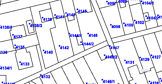 Parcela st. 4144/2 v KÚ Záběhlice, Katastrální mapa