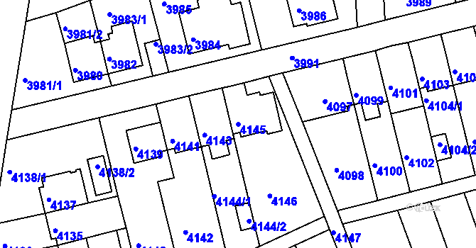 Parcela st. 4145 v KÚ Záběhlice, Katastrální mapa