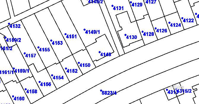 Parcela st. 4148 v KÚ Záběhlice, Katastrální mapa
