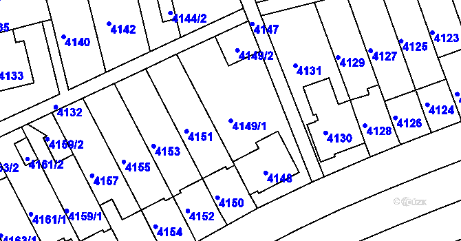 Parcela st. 4149/1 v KÚ Záběhlice, Katastrální mapa