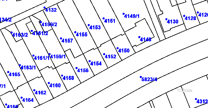 Parcela st. 4152 v KÚ Záběhlice, Katastrální mapa