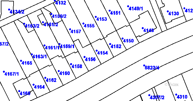 Parcela st. 4154 v KÚ Záběhlice, Katastrální mapa