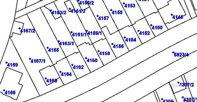 Parcela st. 4158 v KÚ Záběhlice, Katastrální mapa