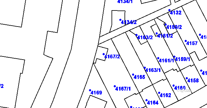 Parcela st. 4167/2 v KÚ Záběhlice, Katastrální mapa
