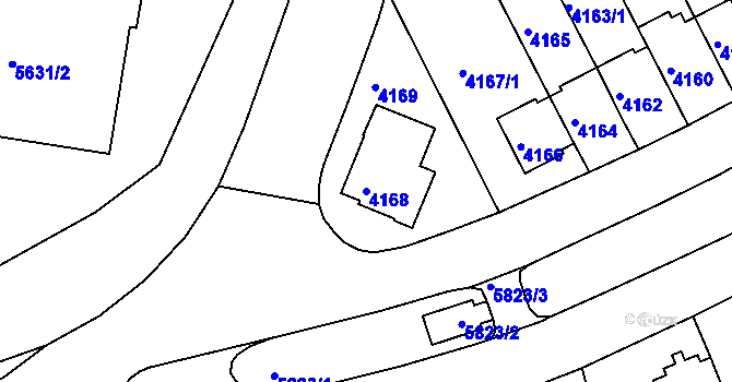 Parcela st. 4168 v KÚ Záběhlice, Katastrální mapa