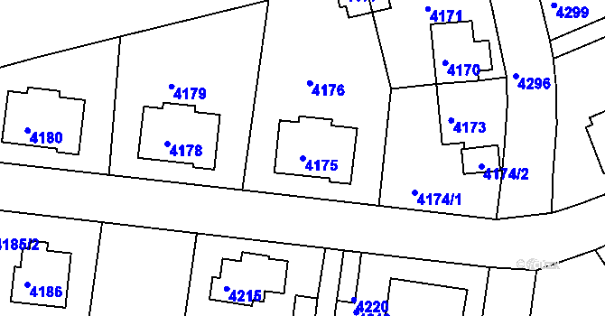Parcela st. 4175 v KÚ Záběhlice, Katastrální mapa