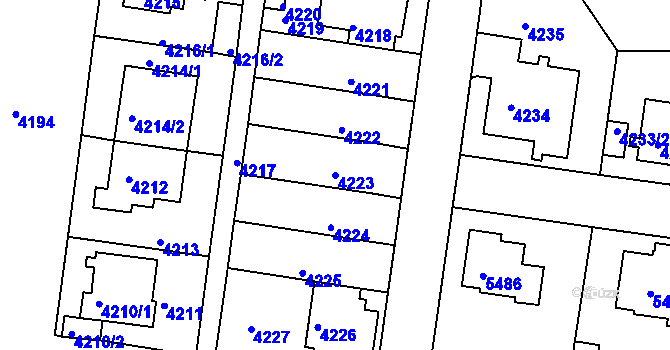 Parcela st. 4223 v KÚ Záběhlice, Katastrální mapa
