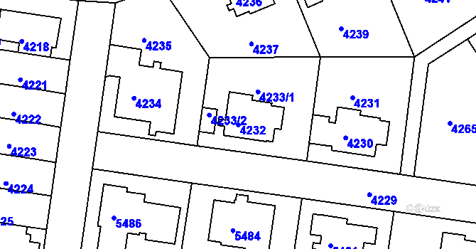 Parcela st. 4232 v KÚ Záběhlice, Katastrální mapa