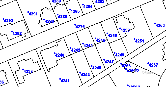 Parcela st. 4244 v KÚ Záběhlice, Katastrální mapa
