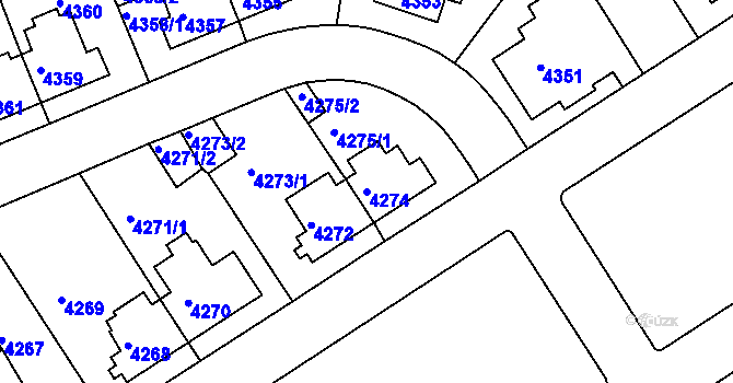 Parcela st. 4274 v KÚ Záběhlice, Katastrální mapa