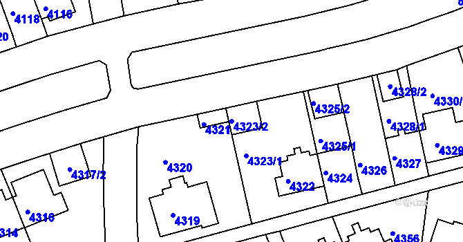 Parcela st. 4323/2 v KÚ Záběhlice, Katastrální mapa