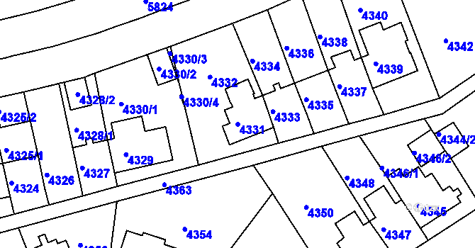 Parcela st. 4331 v KÚ Záběhlice, Katastrální mapa