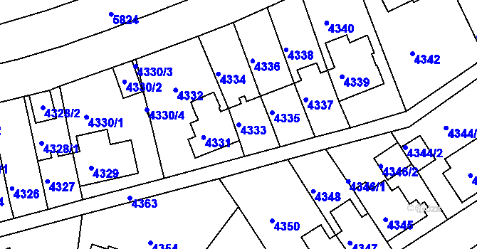 Parcela st. 4333 v KÚ Záběhlice, Katastrální mapa