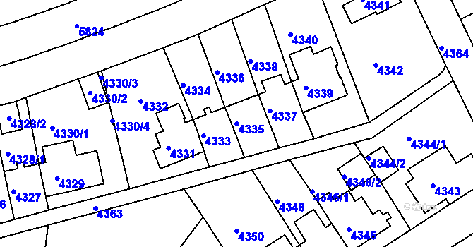Parcela st. 4335 v KÚ Záběhlice, Katastrální mapa