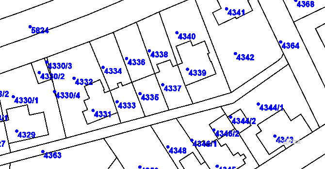 Parcela st. 4337 v KÚ Záběhlice, Katastrální mapa