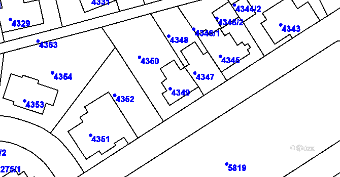 Parcela st. 4349 v KÚ Záběhlice, Katastrální mapa