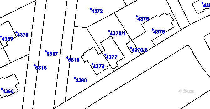 Parcela st. 4377 v KÚ Záběhlice, Katastrální mapa