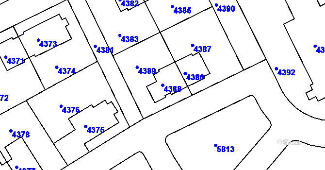 Parcela st. 4388 v KÚ Záběhlice, Katastrální mapa